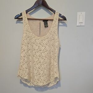Talula Cream Floral Lace Tank Top